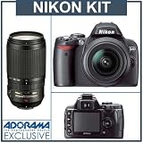 Nikon D40 6.1 Megapixel Digital SLR Camera Two Lens Kit, with 18-135mm f/3.5-5.6G ED-IF AF-S DX & 70mm - 300mm f/4-5.6G ED-IF AF-S VR (Vibration Reduction) - USA Warranty