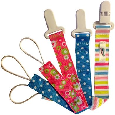 Pacifier Clip - Zemog Baby - GIRL - 3- pack 2-sided pacifier holder. Helps prevent germs and bacteria getting to your baby's pacifier, teething toy and blankies