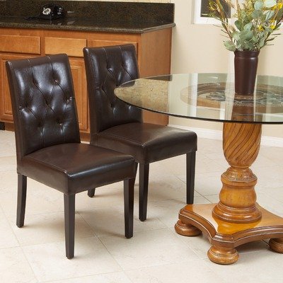 Gentry Bonded Leather Dining Chair in Java (Set of 2)