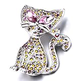 Pugster Swarovski Crystal Pink And Yellow Cat Brooches And Pins