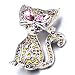 Pugster Swarovski Crystal Pink And Yellow Cat Brooches And Pins