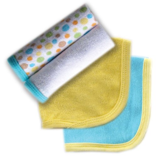 Luvable Friends 4 Pack Washcloths, Yellow