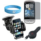 HTC incredible ADR 6300 Retractable car charger + Car Phone Dashboard Holder + HTC incredible Clear Screen Protector + wisdom*Courage Wristband