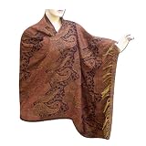 Beautiful Self Design Indian Bridal Look Handmade Wool Shawl From Kashmir, Gift For Wife (Free Shipping) Shwl0129rr
