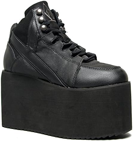 Y.R.U. Shoes QOZMO Lace Up High Flatform Platform Sneaker (5 B(M) US, Black)