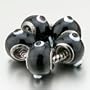 5 Black Circle Pattern Beads Fit Pandora Charms (include Bracelet)