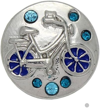 5pcs Alloy 19mm Fashion Carriage Bicycle Button Snap Fastener Interchangeable Accessory for Bracelet Jewelry Making (Blue)