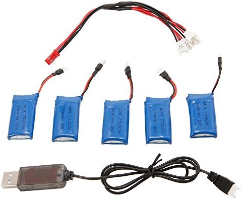 5Pcs H107C-004 Li-po Battery (3.7v 380MAH) + Charging Cable + USB Cable RC Quadcopter Spare Parts for Hubsan H107 H107L H107C H107D U816 U816A V202 V939 V252