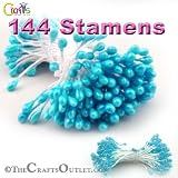 Bundle of 144 Double End Pearl Stamens 3mm Head 2in long Light Blue