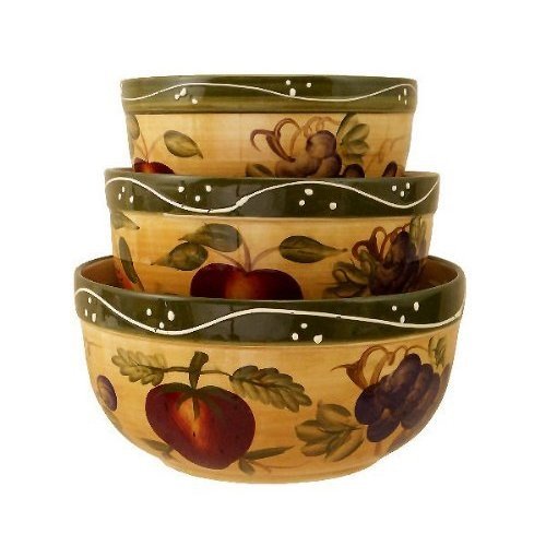 KITCHEN BOWLS, MIXING BOWLS TUSCANY FRUIT DECOR