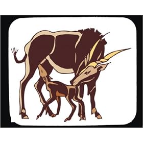 Mouse Pad with feeding, mother, baby, calf, gazelle