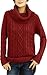 V28 Women's Korean Design Turtle Cowl Neck Ribbed Cable Knit Long Sweater Jumper