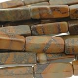 Bamboo Jasper : Rectangle-Plain - 13mm Height, 4mm Width, Sold by: 16 Inch Strand with Angel Mountain Beads Heart Charm (.625 x .570 inches)
