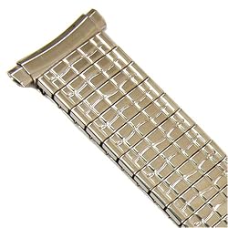 Watch Band Expansion Metal Stretch Silver Color Curved Ends fits 16mm to 20mm