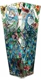Amia 10-Inch Tall Hand-Painted Glass Vase Featuring a Peacock Design