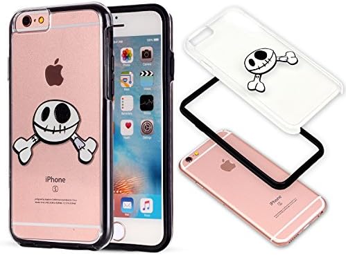 iPhone 6 Cases, iPhone 6S Case,Saxxlistore Embossment Hard PC Back with TPU Bumper Hybrid iPhone 6 Covers Protective 2 in 1 Shockproof Anti-Scratch Combo Cover for iPhone 6/6S 4.7 Inch (Pudding Skull)