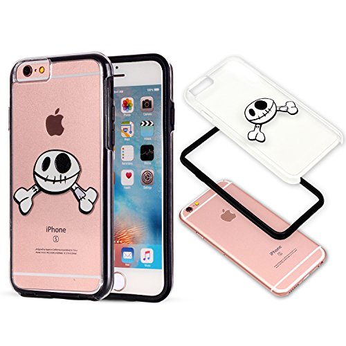 iPhone 6 Cases, iPhone 6S Case,Saxxlistore Embossment Hard PC Back with TPU Bumper Hybrid iPhone 6 Covers Protective 2 in 1 Shockproof Anti-Scratch Combo Cover for iPhone 6/6S 4.7 Inch (Pudding Skull)