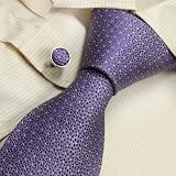 S2061 NEW Designer Hand Made Sun Purple Neck Tie Cufflinks Florals Pattern Ties for Men Jacquard Woven Pure Silk Mens Neck Tie and Cuff Links Gift Set