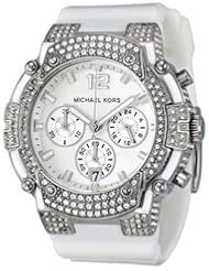 Womens Quartz Chronograph Silver Dial Silicone Strap