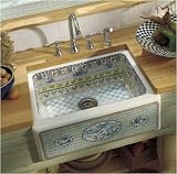 KOHLER K-14570-AG-0 Gathering Design on Alcott Tile-In Kitchen Sink, White