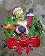 3.25" Homer Simpson as Santa With Pets in Wreath Christmas Ornament #SP0149