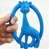 歯がため シリコン製キリンの 歯固めおもちゃ ソフト 握りやすい シリコン リング　ママ授乳ジュエリー　アクセサリー[BPAフリー][FDA認可済]安全 無味 ブルー