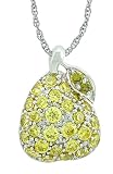 Platinum Plated Sterling Silver Pave Pear Shaped Cubic Zirconia Pendant, 18