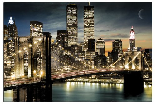 Manhattan Poster - Night Lights - 91.5 x 61cms (36 x 24 Inches)