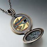 Pugster Egyptian- Eye Horus Photo Round Flower Pendant Gifts For Women Necklace