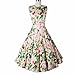 Eastabile Women Vintage 1950s Floral Crew-Neck Sleeveless Dress