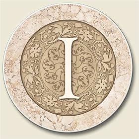 Click here to buy AutoCoaster ~ Monogram initial I ~ Tile Drink Coaster for car cupholder - code 576 by AbsorbaStone.