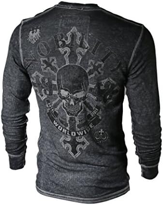 Xzavier Men's Burnout Thermal Henley (XX-Large, Black)
