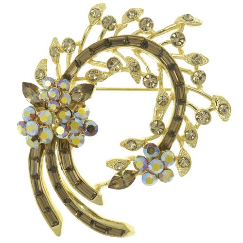 Amber Wave Of Grain Flower Pin Brooch