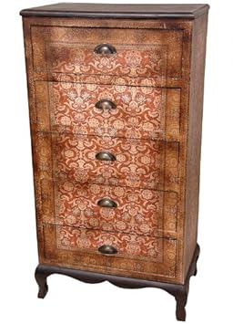 Elegant European Style Decorative Furnishings - 45" Olde-Worlde Vintage Five Drawer Lingerie Chest