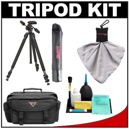 Sunpak 623PX 66-inch Pro Carbon Fiber Tripod - with 3-Way Pan Head & Quick-Release Plate plus Carry Case + Deluxe SLR Gadget Bag + Cleaning Kit - for Digital SLR Cameras & Video Camcorders Sunpak 623PX 66-inch Pro Carbon Fiber Tripod - with 3-Way Pan Head & Quick-Release Plate plus Carry Case + Deluxe SLR Gadget Bag + Cleaning Kit - for Digital SLR Cameras & Video Camcorders
