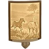 RUNNING HORSES * CURVED PORCELAIN LITHOPHANE NURSERY KIDS NIGHT LIGHT