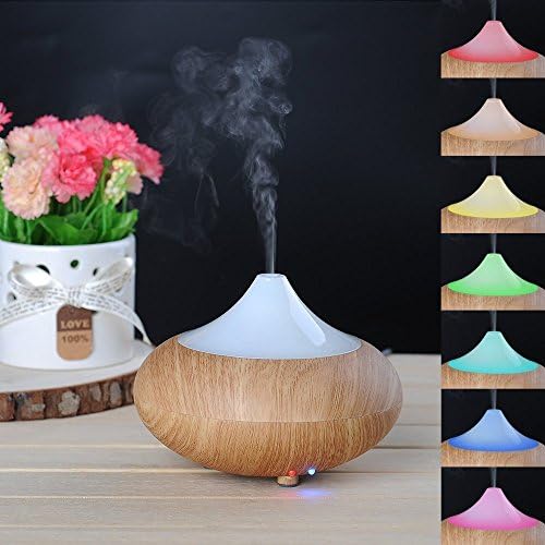 VersaHome Portable Ultrasonic Electric Aromatherapy Essential Oil Diffuser - Whisper-Quiet Cool Mist Humidifier with Color Changing LED Light and Auto off (Light Wood)