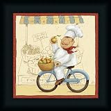 Chef's Market II by Daphne Brissonnet Whimsical Kitchen Art Print Framed