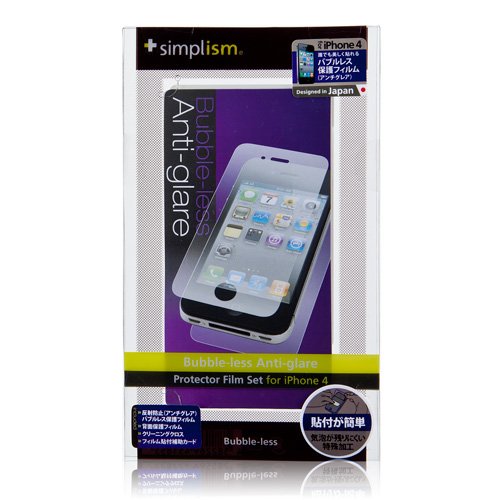Simplism iPhone 4用 バブルレス保護フィルムセット(アンチグレア)[Bubble-less Film Set for iPhone 4 Anti-Glare] TR-PFSIP4-BLAG