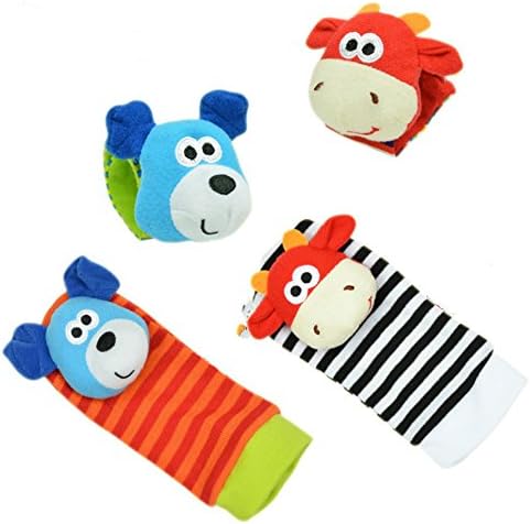 Weitengs 4xBaby Infant Soft Toy Wrist Rattles Hands Foots finders Developmental