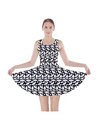 General Print Stretchy Polyester/Spandex Skater Dress 