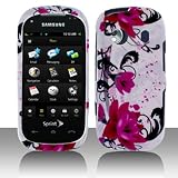 Samsung Seek M350 Cell Phone Red Flower on White Protective Case