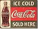 COKE - c.1916 Ice Cold Tin Sign 16"W x 12.5"H