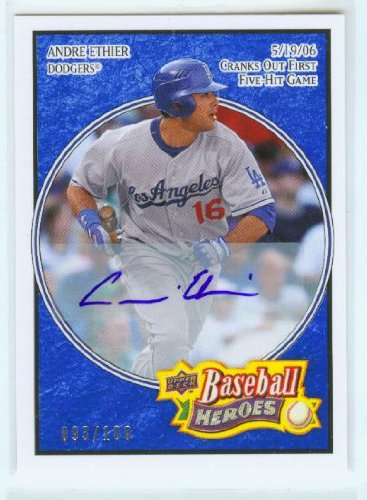 Andre Ethier Autograph 2008 Upper Deck Baseball Heroes Card #131 & #/100 Signed / Los Angeles Dodgers