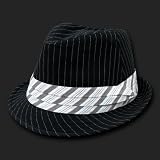 Black & White Pinstripe Basic Woven Fedora Hat Hats Size Lg/XL