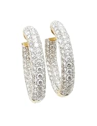 Women 18k Yellow Gold 4.21ctw diamond Hoop earring 59 LE122Y Size 10.62
