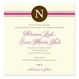 Preppy Monogram Pink And Brown On Antique White Wedding Invitations