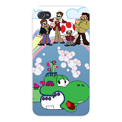 Apple iPhone Custom Case 5 / 5S White Plastic Snap On – “The Green Submarine” Funny Video Game & Famous Band Parody