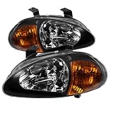 Spyder Auto Honda Del Sol 1PC Amber Crystal Headlights Black