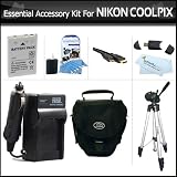 Essential Accessory Kit For Nikon COOLPIX P100 P500 P510 Digital Camera Includes Extended (1100 Mah) Replacement Nikon EN-EL5 Battery + AC/DC Charger + USB 2.0 Card Reader + Case + Mini HDMI Cable + Full Tripod w/ Case + LCD Screen Protectors + More